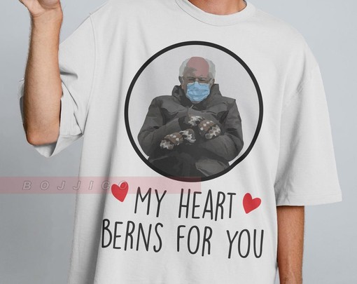 My Heart Berns For You Valentine Shirt for Her, Bernie Sanders Shirt, Funny Meme Tee, Political Gift, Cute Couple Shirt - Image 2