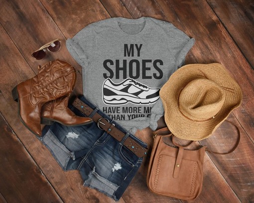My Shoes Have More Miles Than Your Car Unisex Running Shirt, Workout Jogging Tee - Image 3