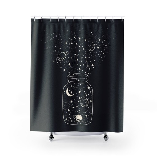 Mystical Outer Space Planet Shower Curtain - Reach for the Stars