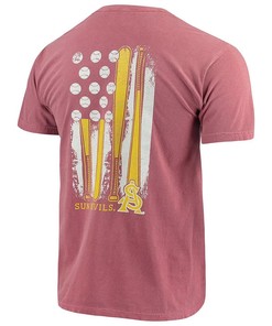 NCAA Arizona State Sun Devils Vintage Baseball Flag Colors T-Shirt