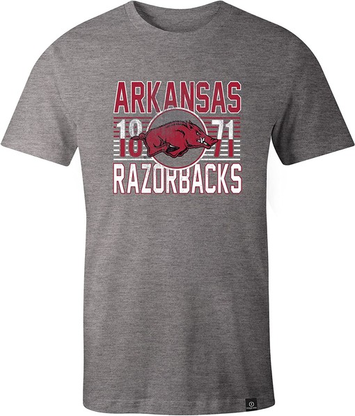 NCAA Arkansas Razorbacks Adult Retro Stacked Image One Everyday Shirt with Retro NCAA Shirts