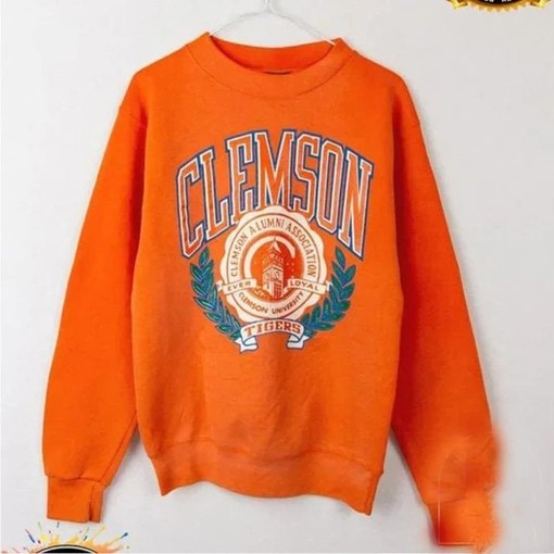 NCAA Clemson University Tigers Sweatshirt - Vintage College Orange Shirt, Football & Basketball Shirt