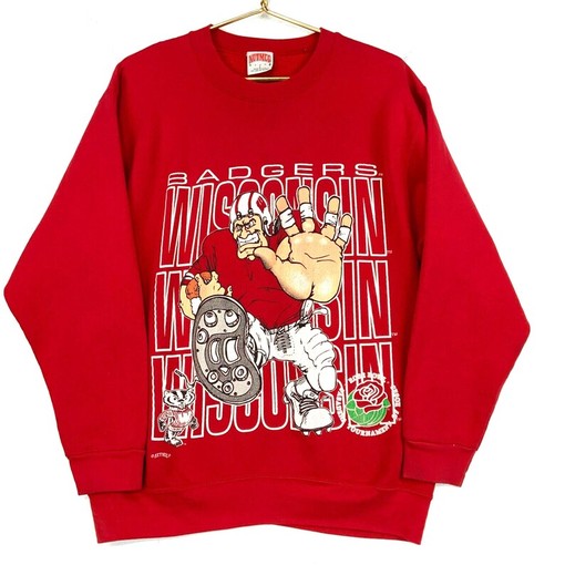 NCAA Football Fan Clothing: Vintage Wisconsin Badgers 1994 Rose Bowl Crewneck Sweatshirt for Fans