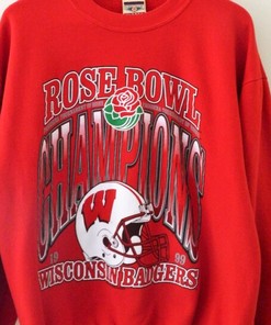 NCAA Football: Wisconsin Badgers Red Vintage Style Sweatshirt, Rose Bowl 1999 Champions, Hoodie, T-Shirt