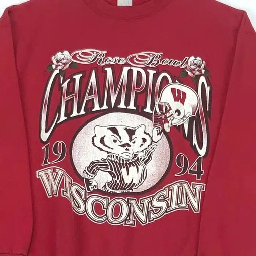 NCAA Gifts for Fans: Vintage 1994 Wisconsin Badgers Rose Bowl Champions Red Sweatshirt - Image 2