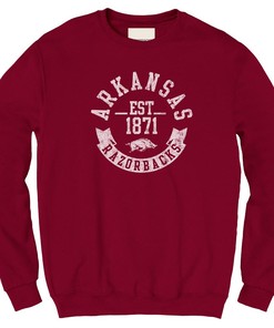 NCAA Shirts: Razorbacks Banner Year Fleece Crew for Cardinal Fans