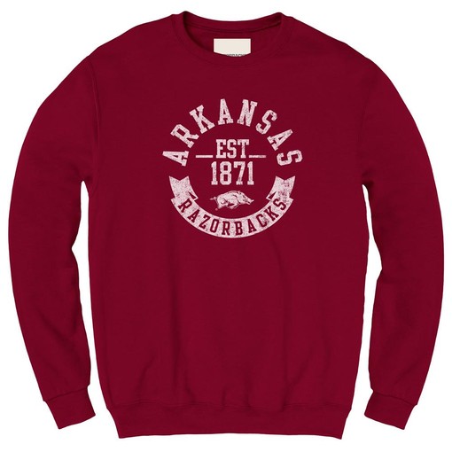 NCAA Shirts: Razorbacks Banner Year Fleece Crew for Cardinal Fans