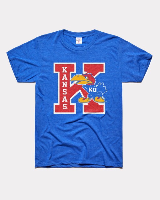 NCAA Shirts for Fans - Kansas Jayhawks Block K Warhawk Tee