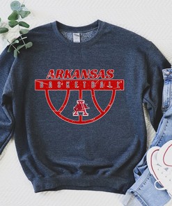 NCAA Shirts for Men - Arkansas Basketball Sweatshirt, Razorback Basketball Crewneck, Hogs Basketball Sweater