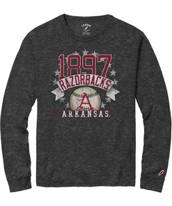 NCAA Shirts for Men: Baseball A Triblend Long Sleeve for Razorbacks Fans