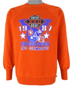 NCAA Shirts for Men - NFL Denver Broncos AFC Champions Crew Neck Sweatshirt 1987 Vintage Tshirt