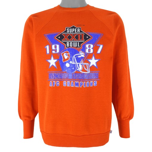 NCAA Shirts for Men - NFL Denver Broncos AFC Champions Crew Neck Sweatshirt 1987 Vintage Tshirt