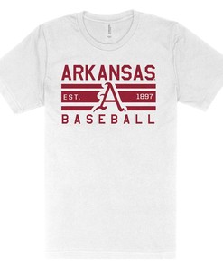 NCAA Shirts for Men: Razorback Baseball Bar Short Sleeve T-Shirt for Arkansas Razorbacks