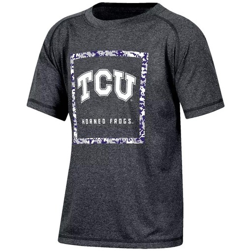 NCAA TCU Horned Frogs Boys' Gray Poly Pixel T-Shirt - NCAA Shirt for Kids, TCU Student Gifts Included.