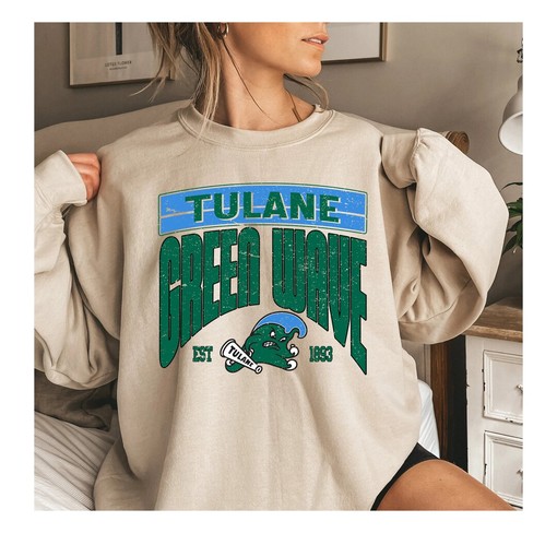 NCAA Tulane Green Wave EST 1893 Sweatshirt -Vintage Tulane Football 2023 Shirt, Unisex Crewneck Sweater for Fans