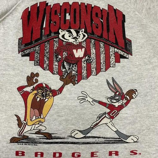 NCAA Wisconsin Badgers Vintage Tazmania Shirt and Sweatshirt Bundle, Perfect for Fans with american university shirt - Image 2
