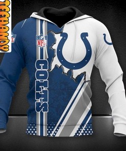 NFL 3D Hoodie with Indianapolis Colts Football Team Logo and Custom Design
