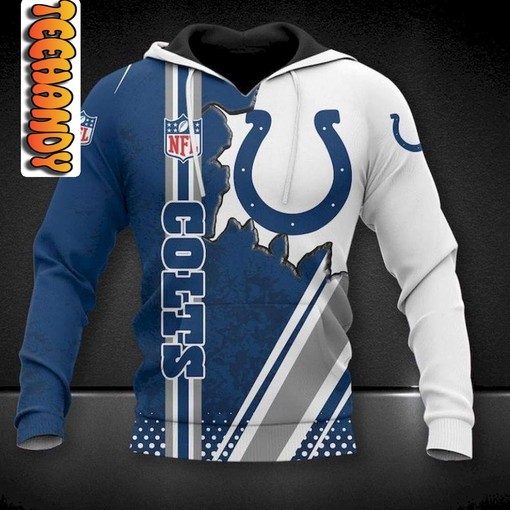 NFL 3D Hoodie with Indianapolis Colts Football Team Logo and Custom Design