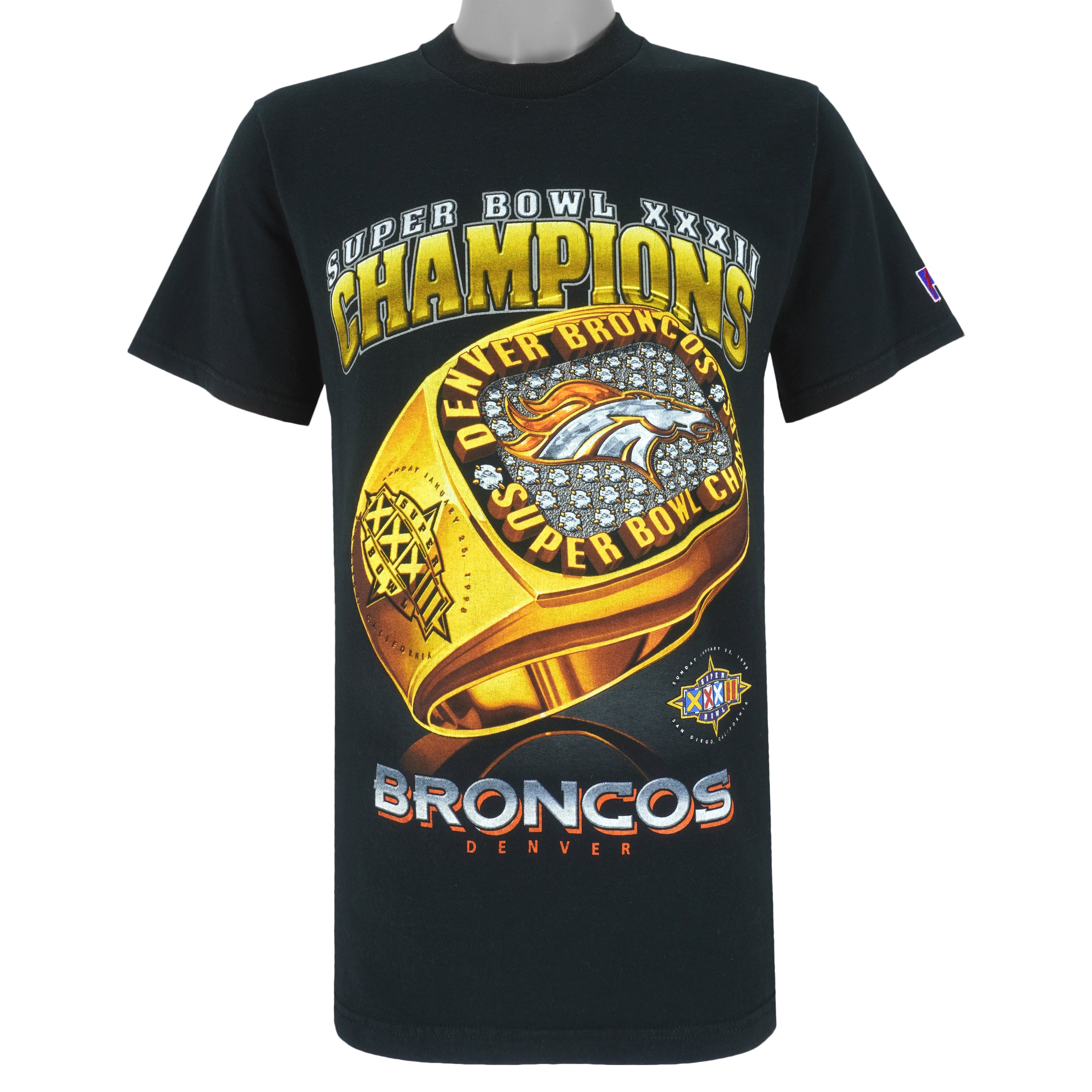 NFL Denver Broncos, Super Bowl 32nd Champions Ring State University Shirt 1998 Vintage Tshirt