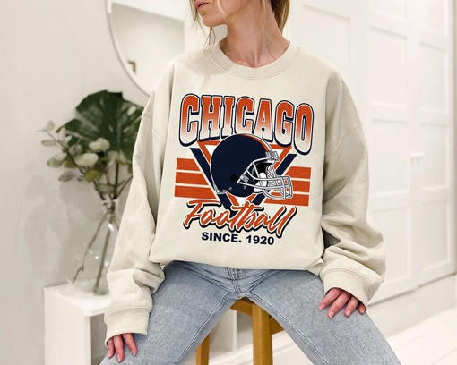 NFL Fans' Retro Sweatshirt - Chicago Football Crewneck Hoodie Shirt