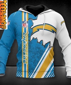 NFL Football All Over Print 3D Hoodie for Los Angeles Chargers Fans