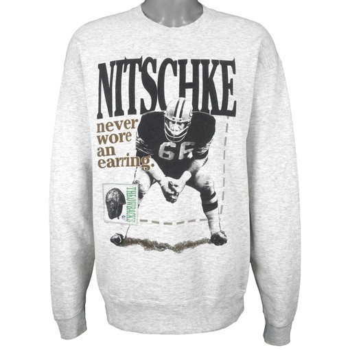 NFL Green Bay Packers Nitschke No. 66 1990s Vintage Crew Neck Sweatshirt Unisex American Football Shirt