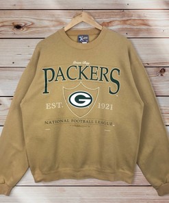 NFL Green Bay Packers Vintage Style Big Logo Crewneck Sweatshirt Pullover - 90s Champion