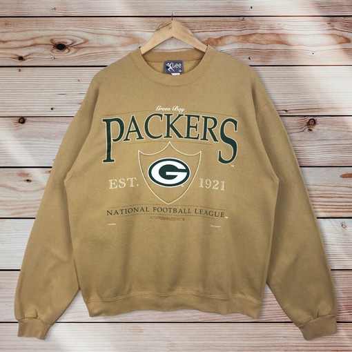 NFL Green Bay Packers Vintage Style Big Logo Crewneck Sweatshirt Pullover - 90s Champion