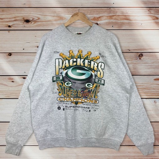 NFL Green Bay Packers Vintage Style Crewneck Sweatshirt Pullover Hoodie - 90s Starter