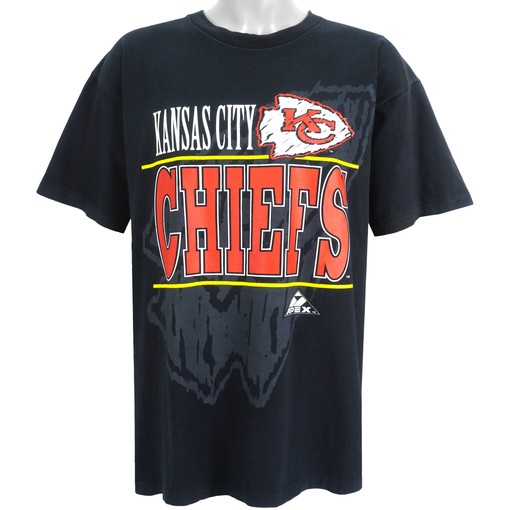 NFL Kansas City Chiefs 1990s Single Stitch T-Shirt - Reprinted Full Size Gifts for Fans