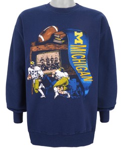 NFL Michigan Wolverines Crew Neck Sweatshirt 1990s Vintage Unisex Sweatshirt College Shirts Gift For Dad