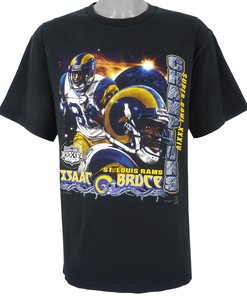 NFL St. Louis Rams Isaac Bruce T-Shirt 2000 Vintage Tshirt Mens Sport Shirts