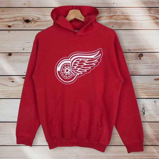 NHL Detroit Red Wings Pullover Hoodie Printed Big Logo Sweater Pullover Hoodie for Men