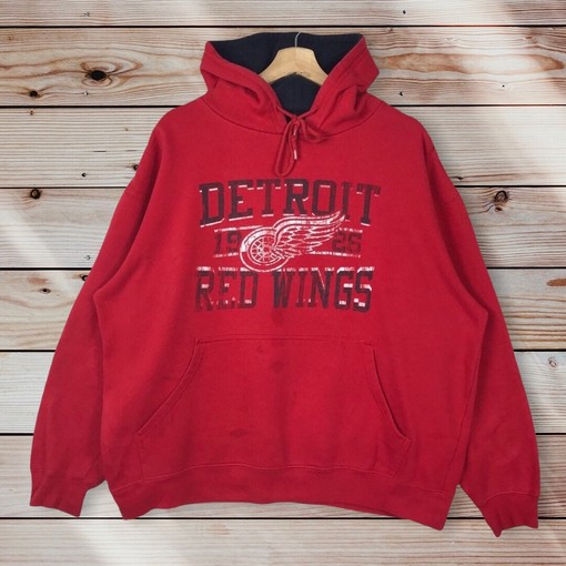 NHL Detroit Red Wings Pullover Hoodie Sweater Pullover Distressed Vintage Style