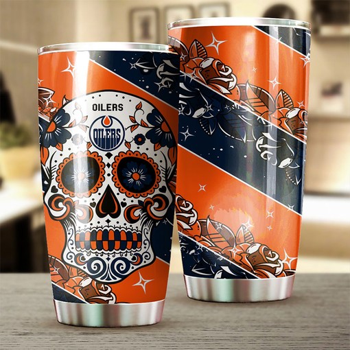 NHL Fans Will Love This Skull Design Edmonton Oilers NHL Tumbler