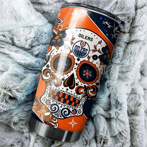 NHL Fans Will Love This Skull Design Edmonton Oilers NHL Tumbler - Image 2