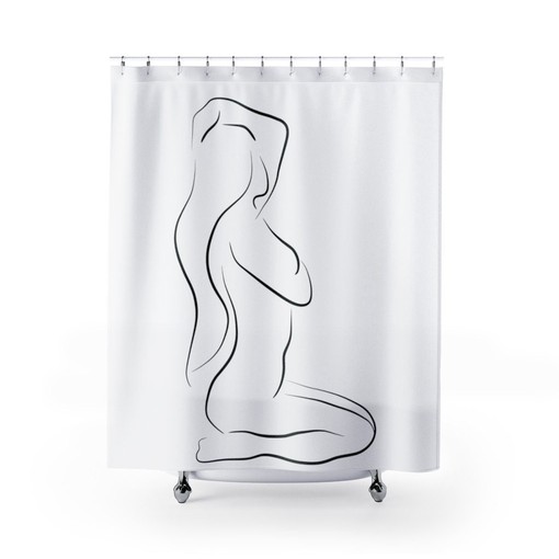Naked Woman Art Shower Curtain with Curvy Woman Line Art Bath Tub Curtain - Image 2