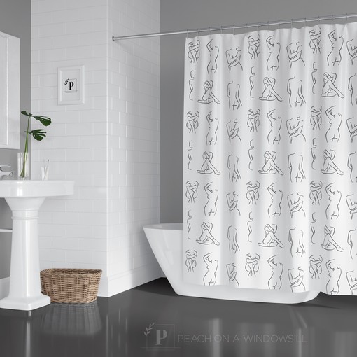 Naked Women Shower Curtain, Add a Bold and Feminine Statement to Your Bathroom Decor | feminine shower curtains