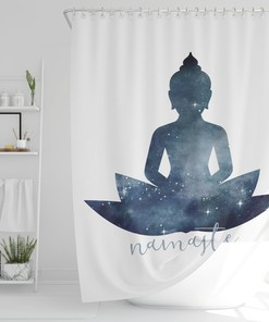 Namaste Meditating Buddha Shower Curtain / Inspired Boho Bath Decor / Inspiring Home Decor, Printed Shower Curtain