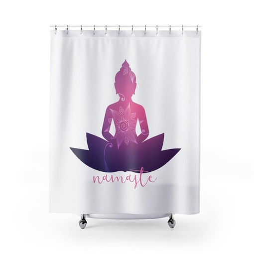 Namaste Yoga Spiritual Shower Curtain / Inspirational Quote / Boho Home Decor / Meditation Housewarming Gift - Image 2