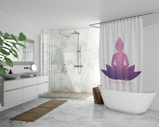 Namaste Yoga Spiritual Shower Curtain / Inspirational Quote / Boho Home Decor / Meditation Housewarming Gift - Image 3