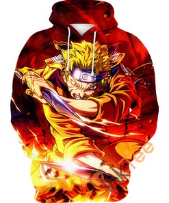 Naruto Uzumaki Angry Face All Over Print Hoodie 3D with Intense Design