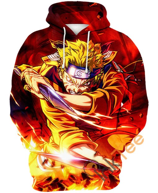Naruto Uzumaki Angry Face All Over Print Hoodie 3D with Intense Design