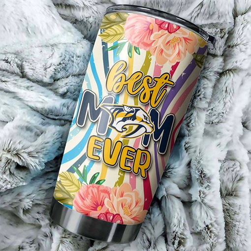 Nashville Predators NHL Tumbler - Charming Flower Design Tumbler for Moms Who Love Hockey - G Fanatics