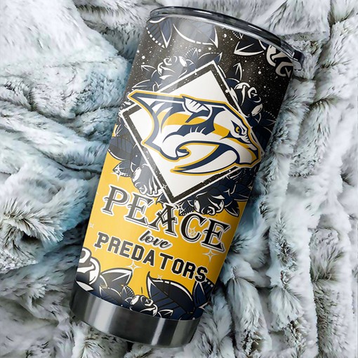 Nashville Predators NHL Tumbler NHL Fans' Peace Love Design Tumbler, Ideal for Any Occasion with Tumbler Ideas