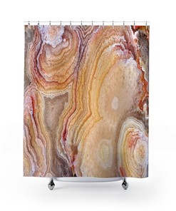 Natural Agate Geode Shower Curtain for Unique Bathroom Decor with Bath Accessories