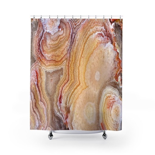 Natural Agate Geode Shower Curtain for Unique Bathroom Decor with Bath Accessories