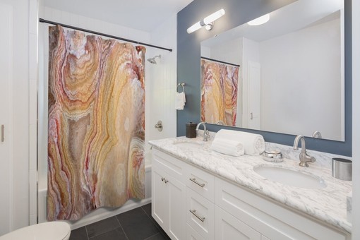 Natural Agate Geode Shower Curtain for Unique Bathroom Decor with Bath Accessories - Image 2