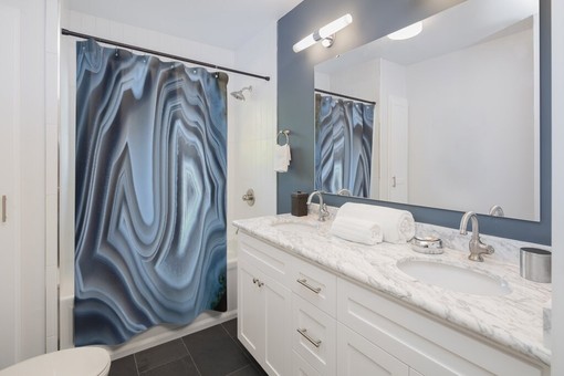 Natural Agate Slice Shower Curtain with Modern Style for Bathroom - Image 2