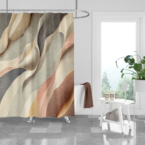 Natural Blowing Sand Abstract Shower Curtain for Elegant Beachy Decor